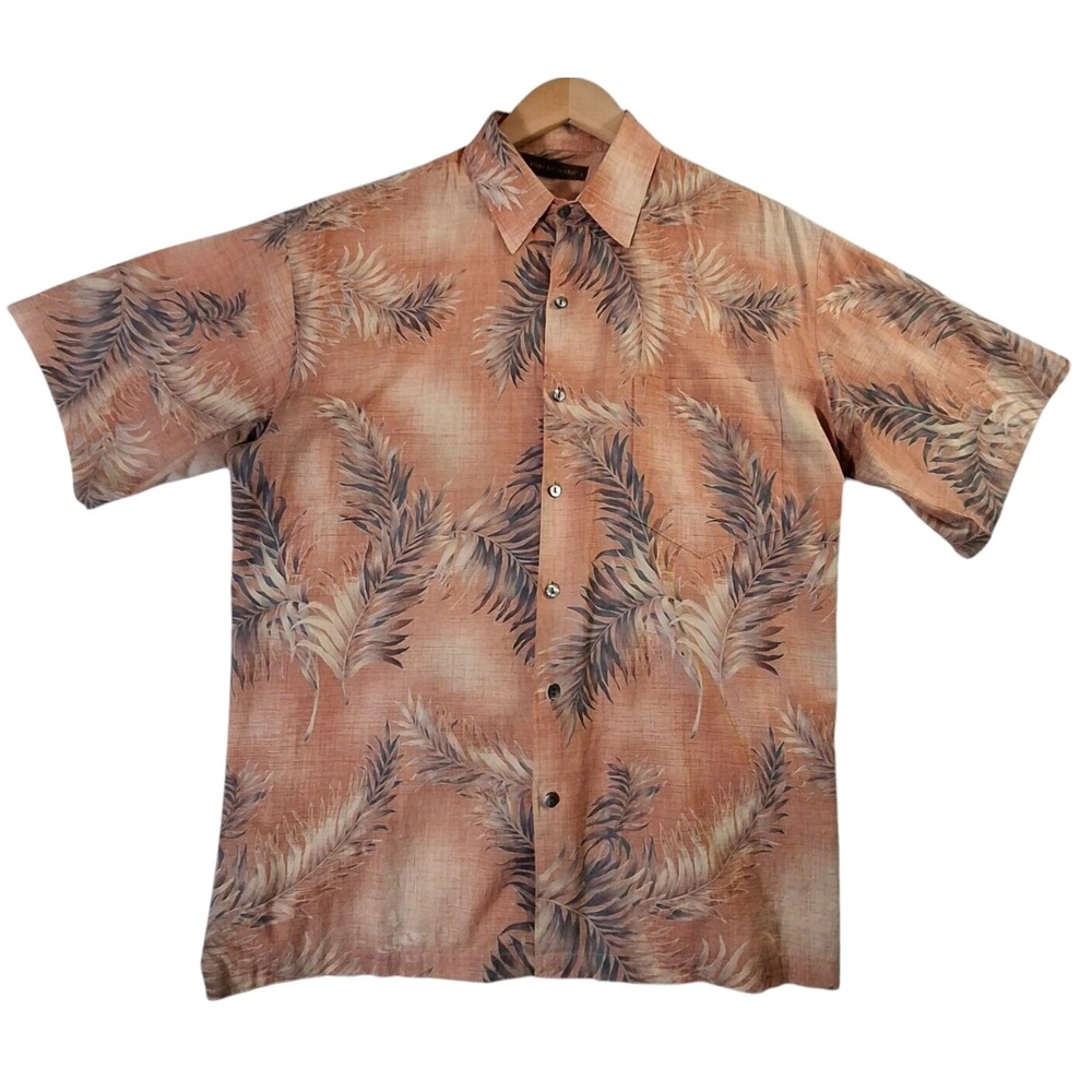Tori‎ Richard Hawaiian Shirt Men's Medium Pink Tropical Button Up Aloha Preppy